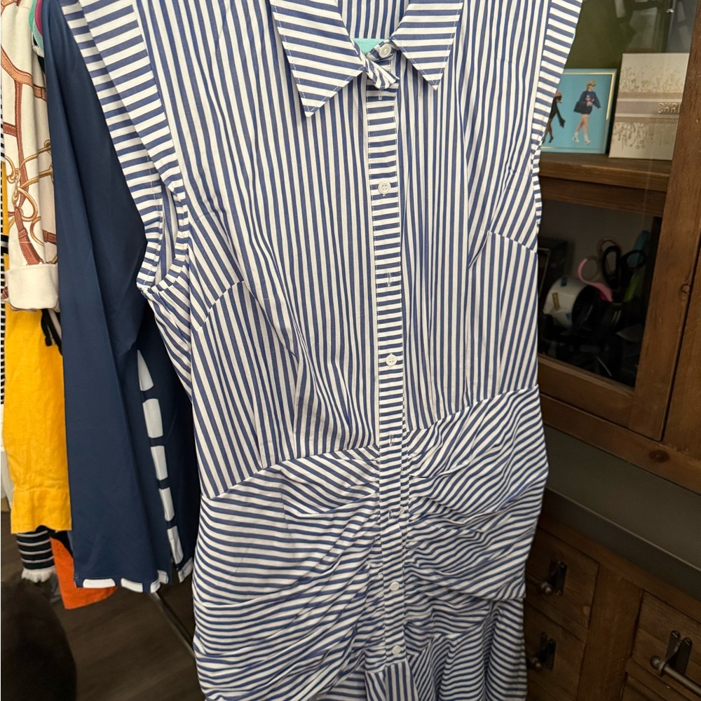 Veronica Beard Navy and White Striped Dress